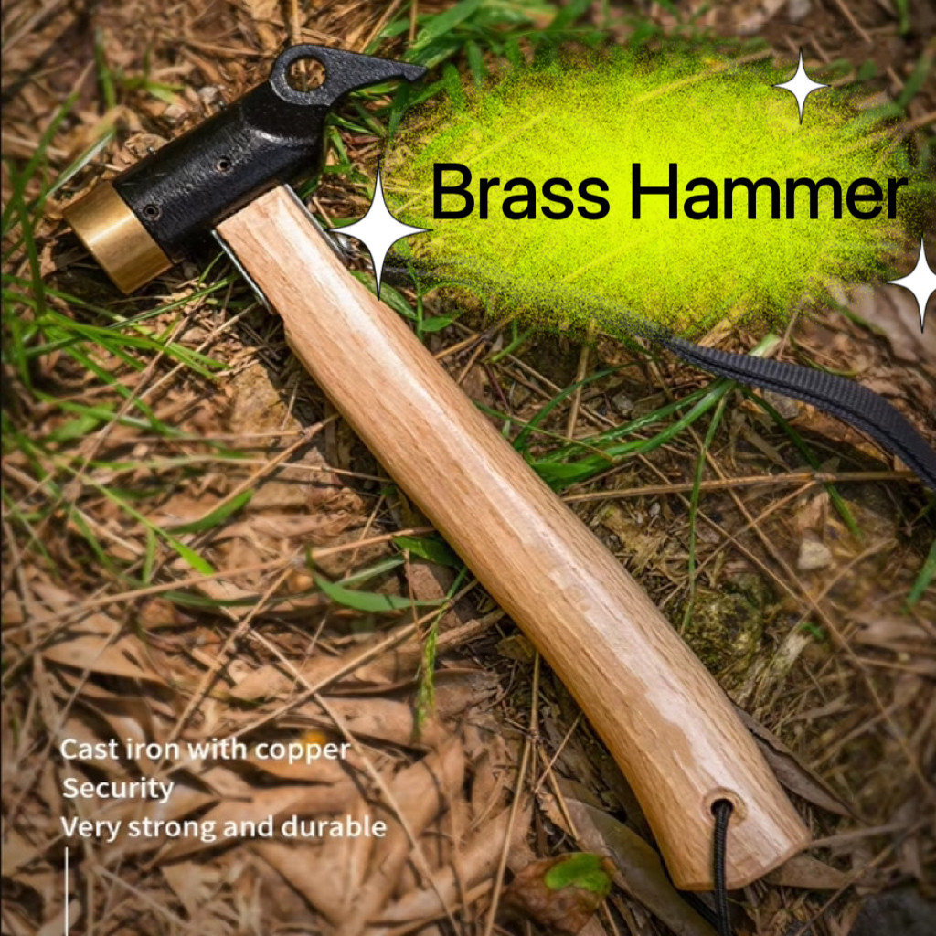 waomenn_Brass Hammer ค้อนตอกสมอบก หัวทองเหลือง สำหรับ กิจกรรม กลางแจ้ง outdoor ตั้งแค้มป์ camping