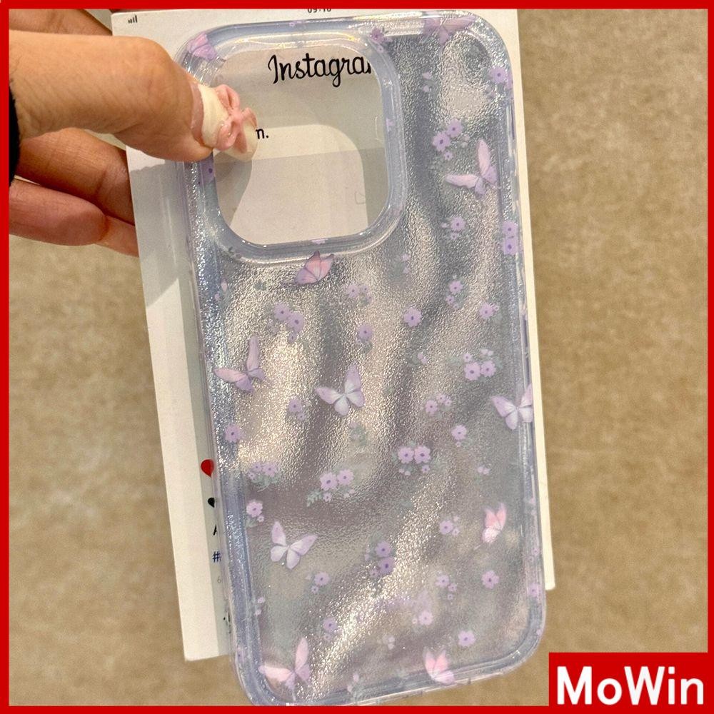 Movin - เคส iPhone 16 11Pro Max ลายขนนกสีเงิน เคสใสเลเซอร์โฮโลแกรมหรูหรา TPU นุ่ม ผีเสื้อที่สวยงาม Compatible With iPhone15 14 13 12 Pro max XS XR 7 8Plus