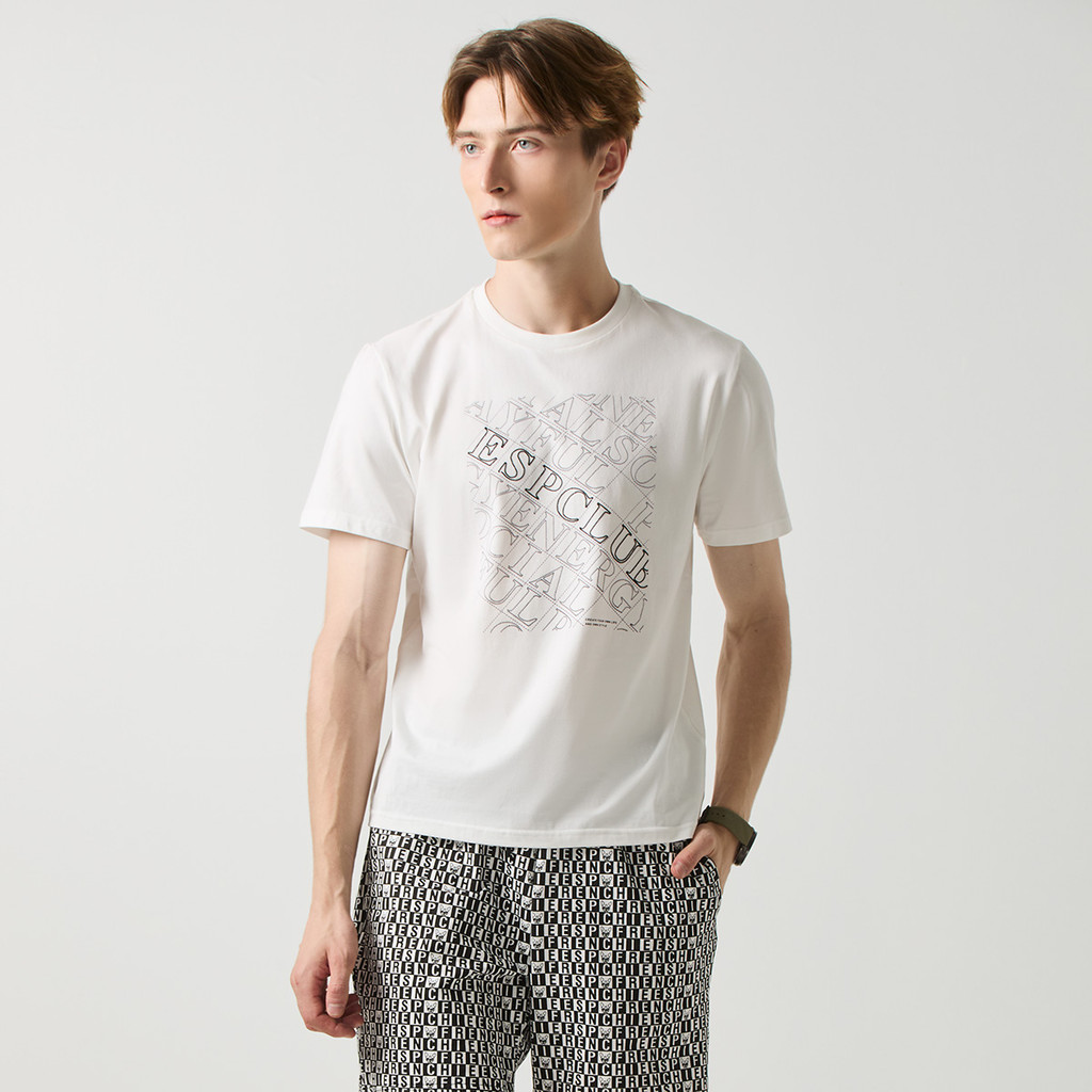 ESP เสื้อทีเชิ้ต ลายกราฟฟิก ผู้ชาย สีขาว | Graphic T- Shirt | 04021