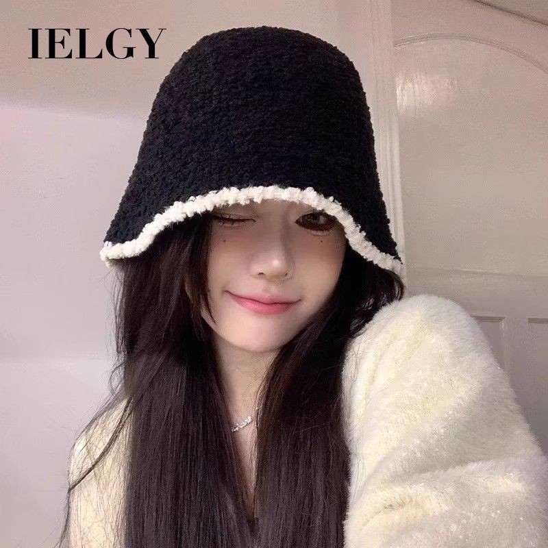 IELGY ฤดูใบไม้ร่วงและฤดูหนาวหมวกชาวประมงของผู้หญิงทุกการแข่งขันใบหน้าขนาดเล็กอบอุ่นใบหน้าครอบคลุมหมวกตุ๊กตา