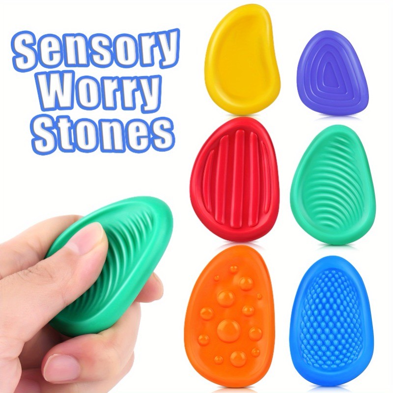 6 ชิ้น/เซ็ต Fidget ของเล่น Sensory Stone สําหรับ: Textured Soft Worry Stone สําหรับออทิสติก Calming - Fidget ของเล่นสําหรับนักเรียนความวิตกกังวลบรรเทา - รางวัลขนาดเล็ก Fidget ของเล่น