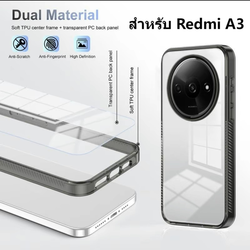 Case for xiaomi Redmi A3/Redmi 13C/14C/Poco C65/Note13/Note13pro/เคสnon-Slip ขอบนิ่มหลังแข็ง กันกระแทก ติดเลนส์กล้องได้