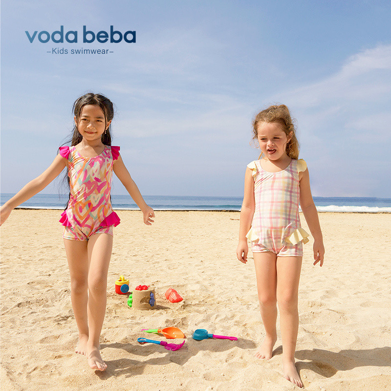 VODA BEBA  พร้อมส่ง ชุดว่ายน้ำเด็กแขนสั้น น่ารักๆ มี 2 ลาย ให้เลือก รุ่น Quick-Drying