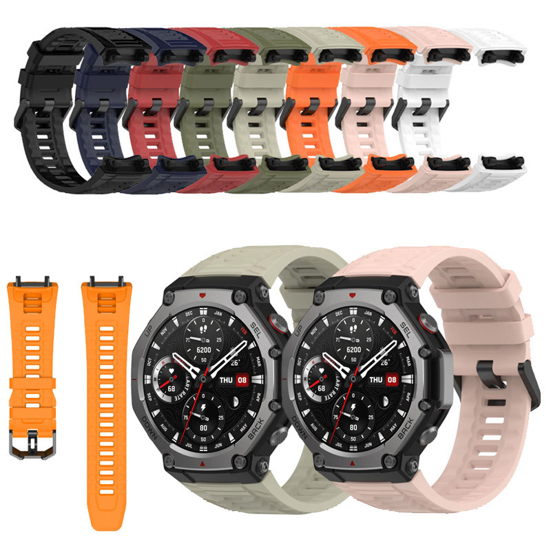 สายรัดซิลิโคนสําหรับ Huami Amazfit T-Rex 3 สร้อยข้อมือทดแทนสายรัดข้อมืออุปกรณ์เสริมวงกีฬา
