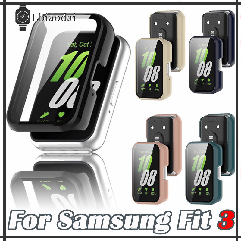 กระจกนิรภัย PC กรณี Samsung Galaxy Fit 3 รอบทิศทางสมาร์ทนาฬิกากันชนอุปกรณ์เสริมพร้อมฟิล์ม Samsung Fit 3