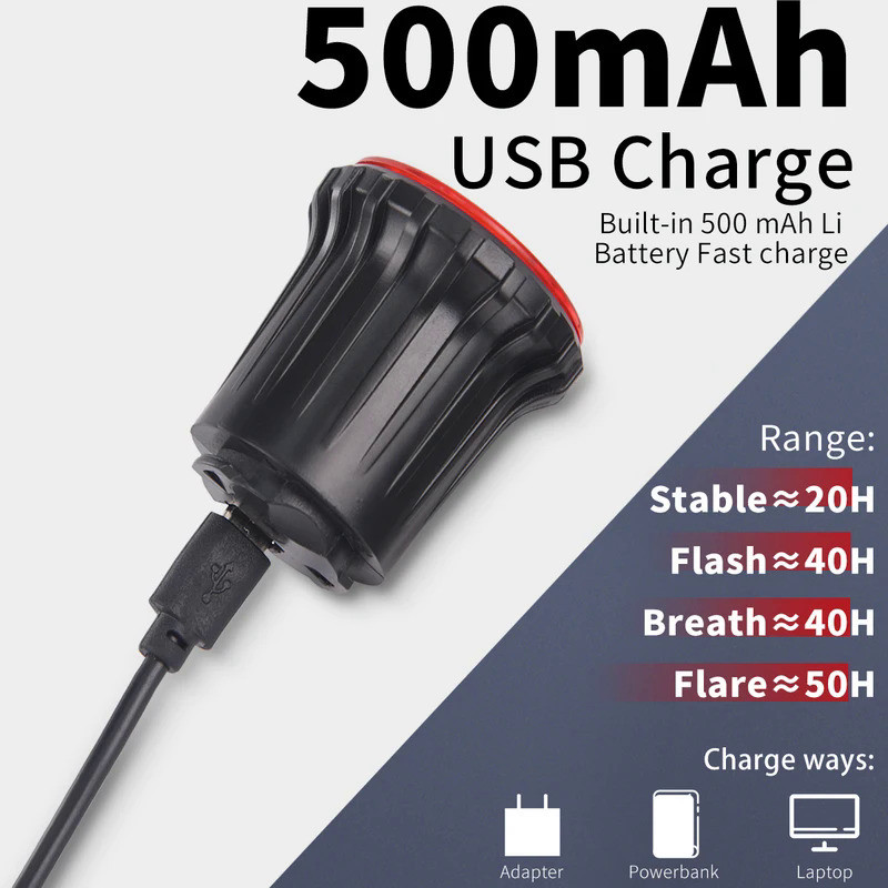 Bicycle Tail Light Waterproof Bicycle Helmet Tail Light USB Rechargeable Cycling Tail Light LED Ligh