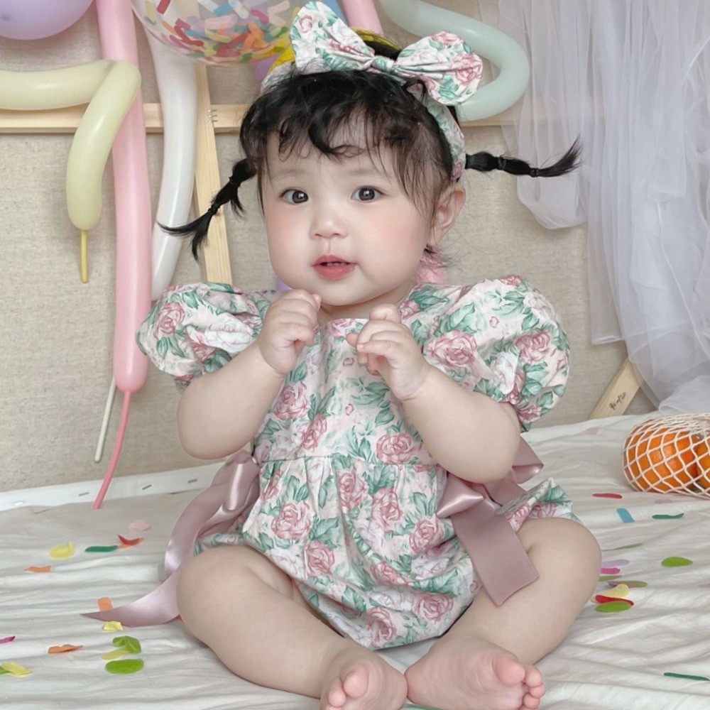 ทารกแรกเกิดเด็กทารก Romper เด็กวัยหัดเดินเด็กทารกชุดบอดี้สูทแขนสั้นเสื้อผ้าพร้อมแถบคาดศีรษะ