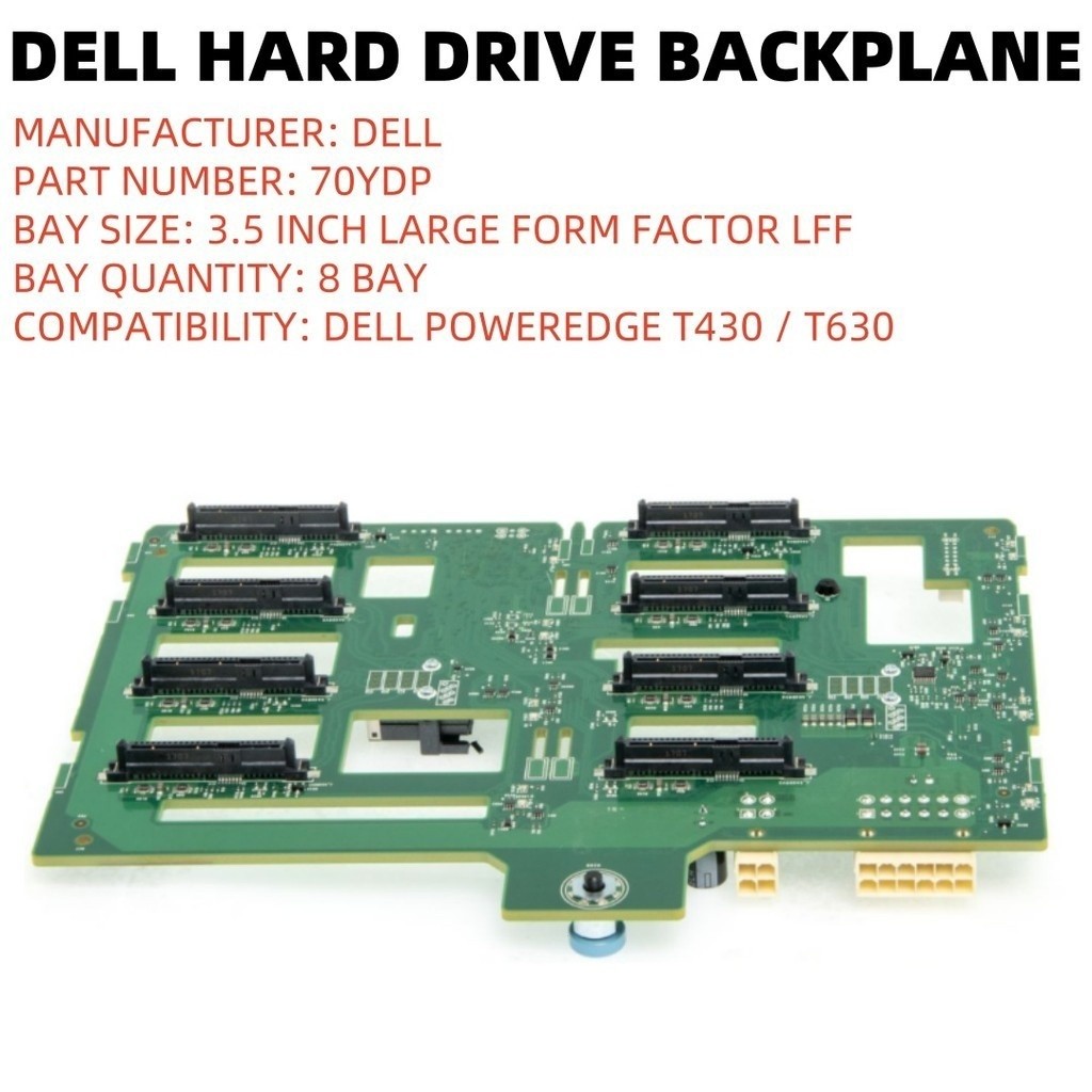 Dell 70YDP PowerEdge T330 T430 T630 3.5" แบ็คเพลน 8 พอร์ต 070YDP HARD DRIVE BACKPLANE