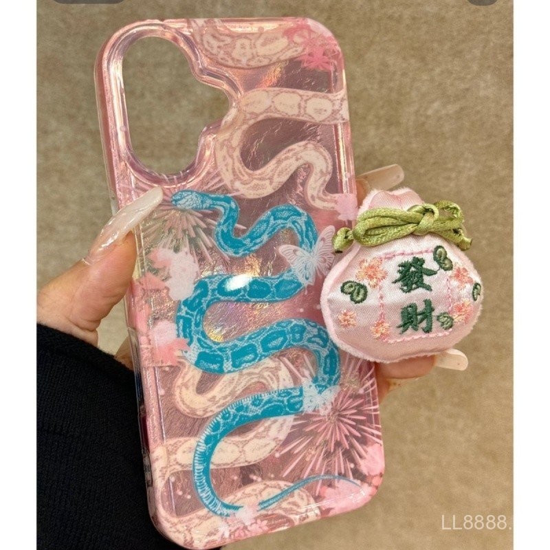 เคสโทรศัพท์มือถือสำหรับ iPhone ปีใหม่ดอกไม้ไฟงูคู่16/15Promax/14รุ่นใหม่13/12/11pro เฉพาะกลุ่ม xsmax/XR สร้างสรรค์7/8PLUS เคสป้องกันแบบเต็มรูขนาดใหญ่ a2zh