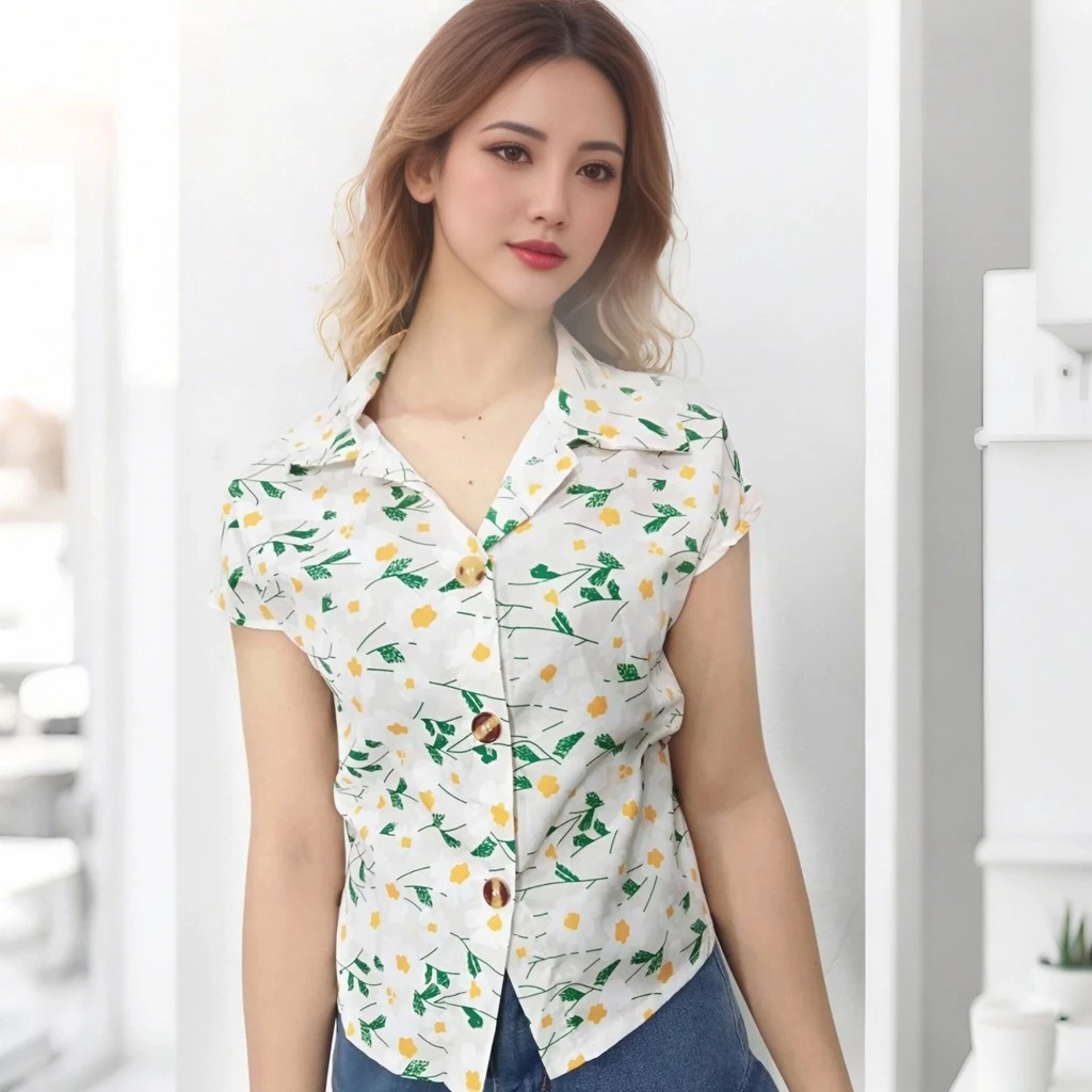 เสื้อผู้หญิงลายดอกไม้ แขนสั้น สไตล์ฤดูร้อน สงกรานต์ thumbnail 3