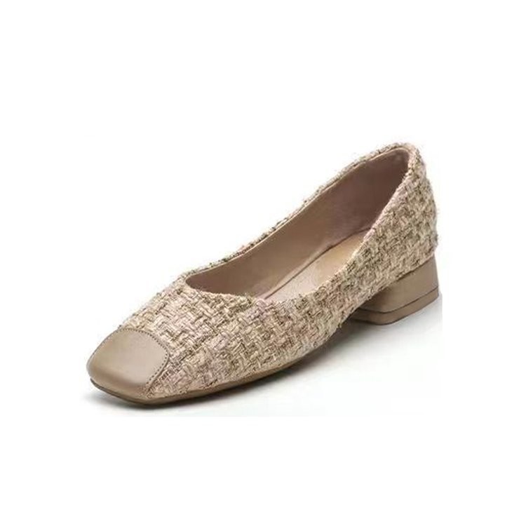 Xiaoxiang Style Womens Single Shoes Womens Shallow Mouth Low-Heel Grandma Shoes Slip-On Work