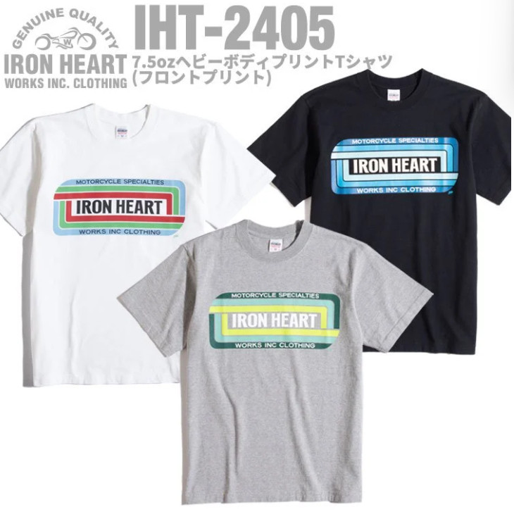 พร้อมสต็อก IRON HEART IRON HEART IRON ผู้ชายฤดูร้อนผ้าฝ้ายแท้พิมพ์เสื้อยืดแขนสั้น