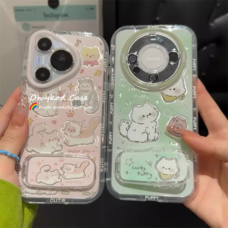 Insน่ารักpuppy CatกระจกBracketปลอกสําหรับiPhone 11 16 15 14 13 12 Pro Max 7 8Plus X XR XS Max Insกระจกเคสโทรศัพท์+Lanyard Anti Drop Cover ราคา ถูกที่สุด ดีลบีเคเค แกลเลอรีภาพที่ 4