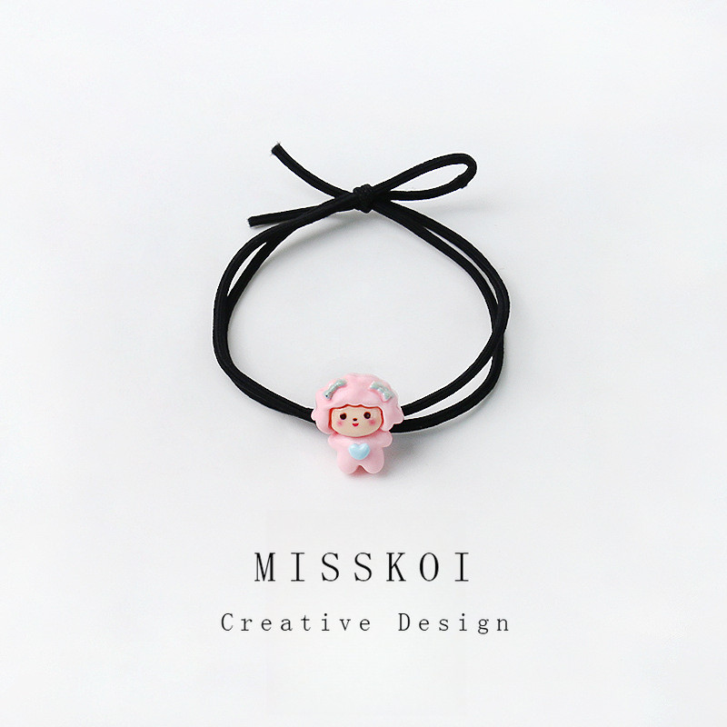 Mjt เดลี่เรียบง่ายสีดําสไตล์ขนาดเล็กแปดสัตว์ผูกผมผมหางม้าสูงผูกผมทนทานเครื่องประดับผม