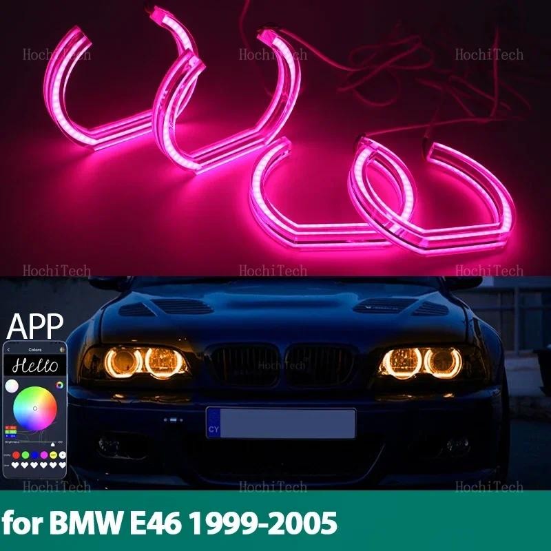 DTM รถจัดแต่งทรงผมหลายสี RGB App ควบคุมแหวน LED สําหรับ BMW E46 325i 325xi 330i 330xi พร้อมไฟหน้า HI
