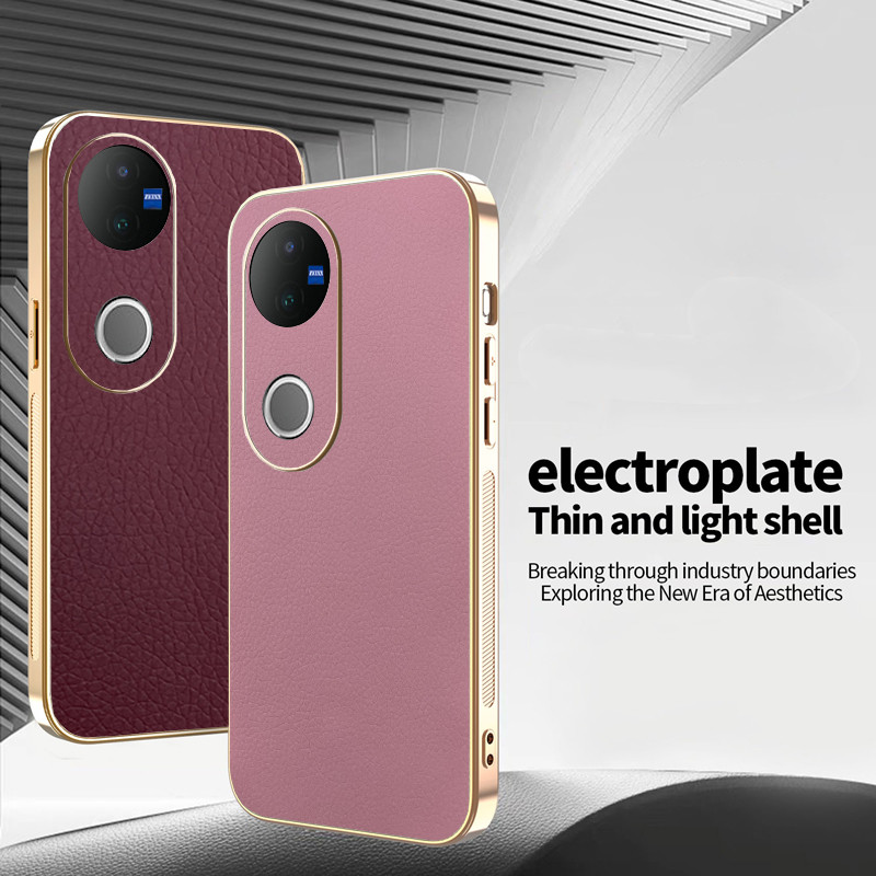 เคสสําหรับ Vivo V50 หนังสีทึบหรูหรา Ultrathin TPU Electroplated Edge เคสโทรศัพท์กันกระแทก