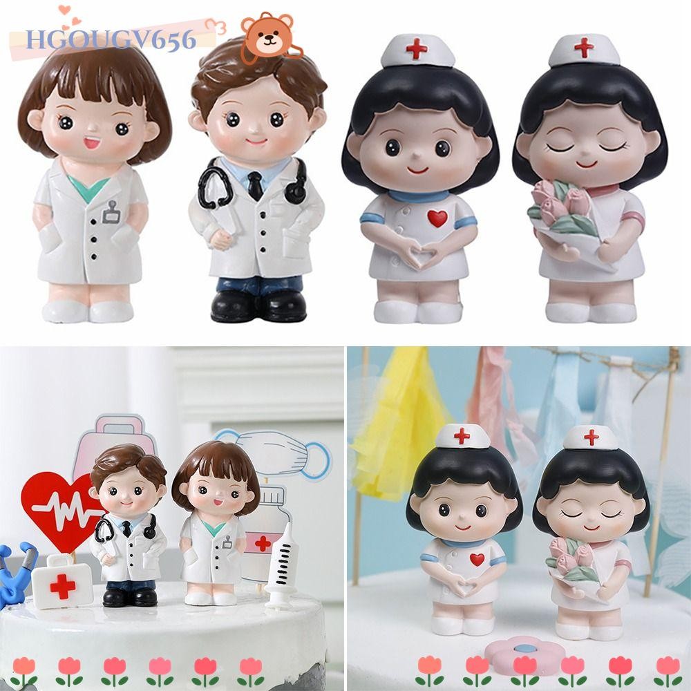Hgougv656 พยาบาลตุ๊กตา,เรซิ่นสีขาวหมอโรงรถชุด,น่ารัก DlY พยาบาลเบเกอรี่เครื่องประดับการถ่ายภาพ Props