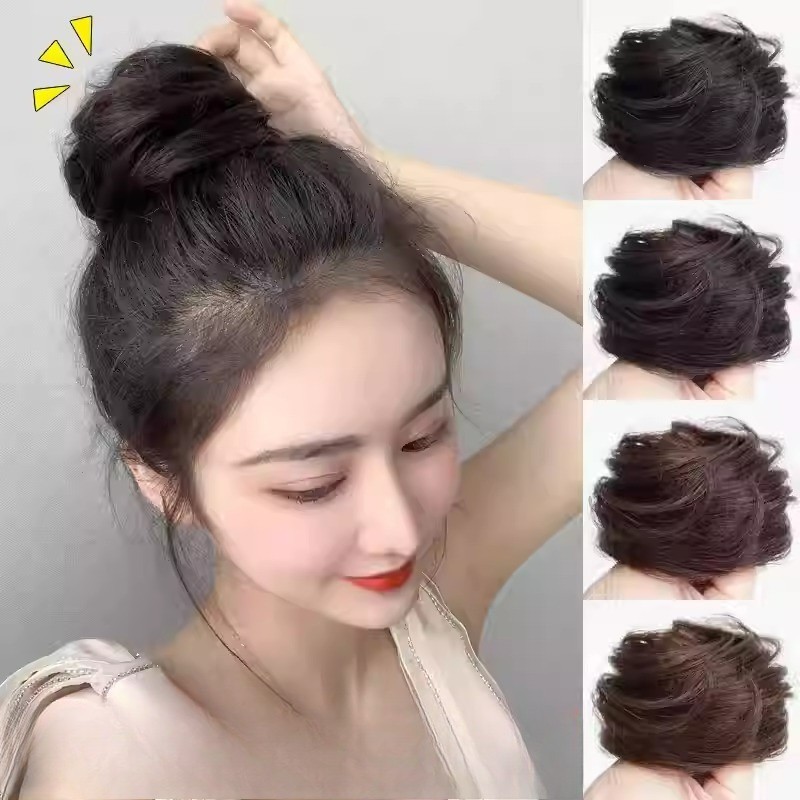 แฟชั่น Bun วิกผมจําลองวิกผมผมหางม้าต่ํา Scrunchie ผม Bun เครื่องประดับผมยืดหยุ่นสําหรับผู้หญิง