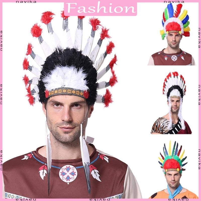 Native American Chief Headdress Indian Costume Feather Hair Dress Headpiece