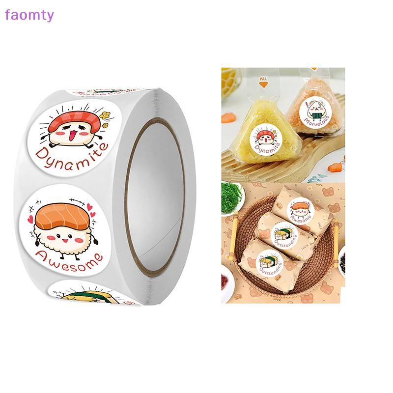 Famty 1 ม้วน /500 แผ่นวงกลมการ์ตูนซูชิรูปแบบสติกเกอร์วันเกิดงานแต่งงานตกแต่งสติกเกอร์ขนมอบกล่องอาหารกลางวันสติกเกอร์ป้าย TH