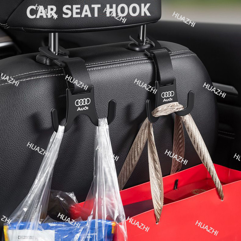 2pcs รถที่นั่งด้านหลังมัลติฟังก์ชั่ตะขอขนาดเล็กเหมาะสําหรับ Audi Q8 A8 A4 A6 A7 Q3 Q2 Q5 Q7 RS3 RS4 