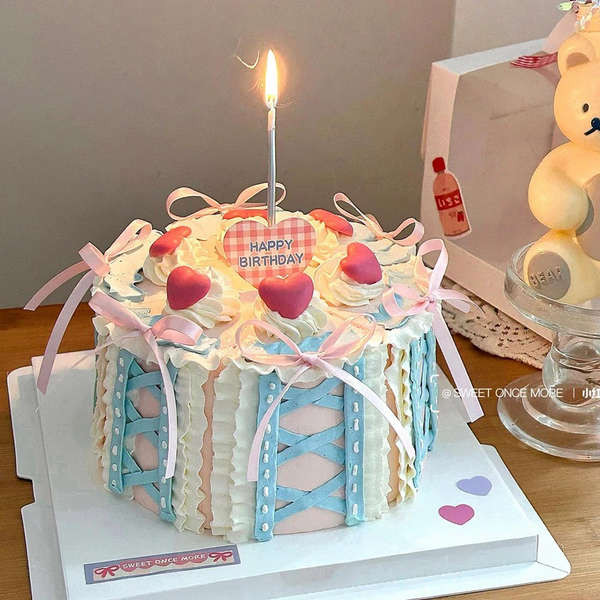 จําลองรูปแบบเค้ก 2024ใหม่สไตล์เกาหลี ins สาวเน็ตแดงหัวใจเค้กวันเกิดรุ่นปลอมจำลองตัวอย่างพลาสติกสามารถตั้งค่าได้ - รูปที่ 2