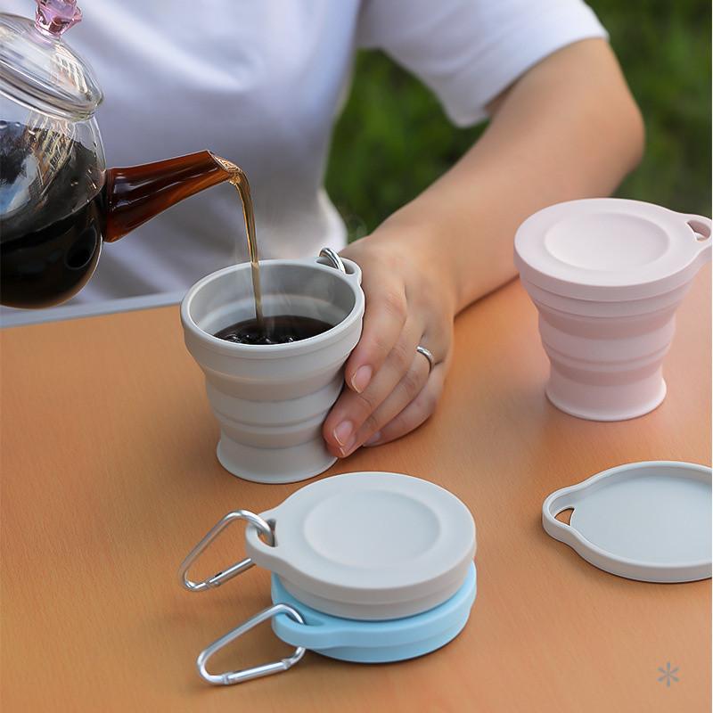 ถ้วยพับได้ซิลิโคน พกพาสะดวก | ถ้วยน้ำมีหูหิ้ว | Collapsible Cup for Outdoor Travel