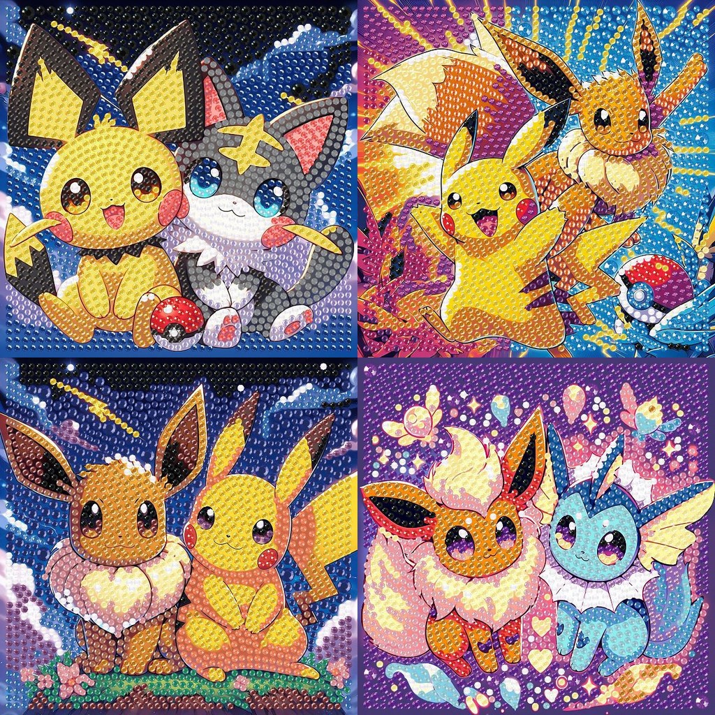 Pokémon Pikachu diamond Sticker Childrens Handmade diamond Painting DIY Paste Painting Full of Diamo