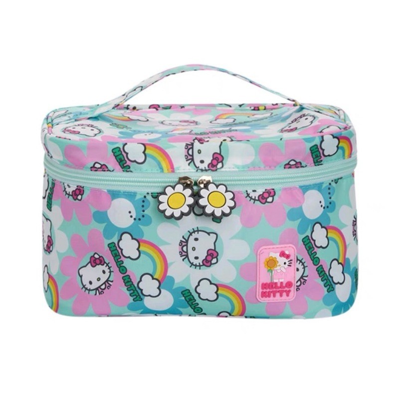 พร้อมสต็อก ใหม่สไตล์คิตตี้ถุงเก็บการ์ตูนพิมพ์แบบพกพากระเป๋าเครื่องสําอางเดินทางแบบพกพาผลิตภัณฑ์ดูแลผิวล้างถุงเก็บ