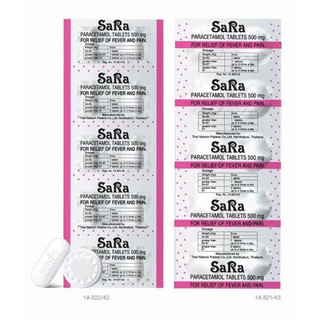 ส่งไว✨✅ ซาร่า พาราเซตามอล ยาเม็ดบรรเทาปวด ลดไข้ SARA Paracetamol 500MG เม็ดรี เม็ดกลม 500 มก.10 เม็ด/แผง