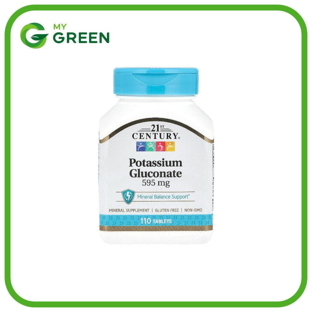 📢พร้อมส่ง 🔔  21st Century Potassium Gluconate, 595 mg, 110 Tablets
