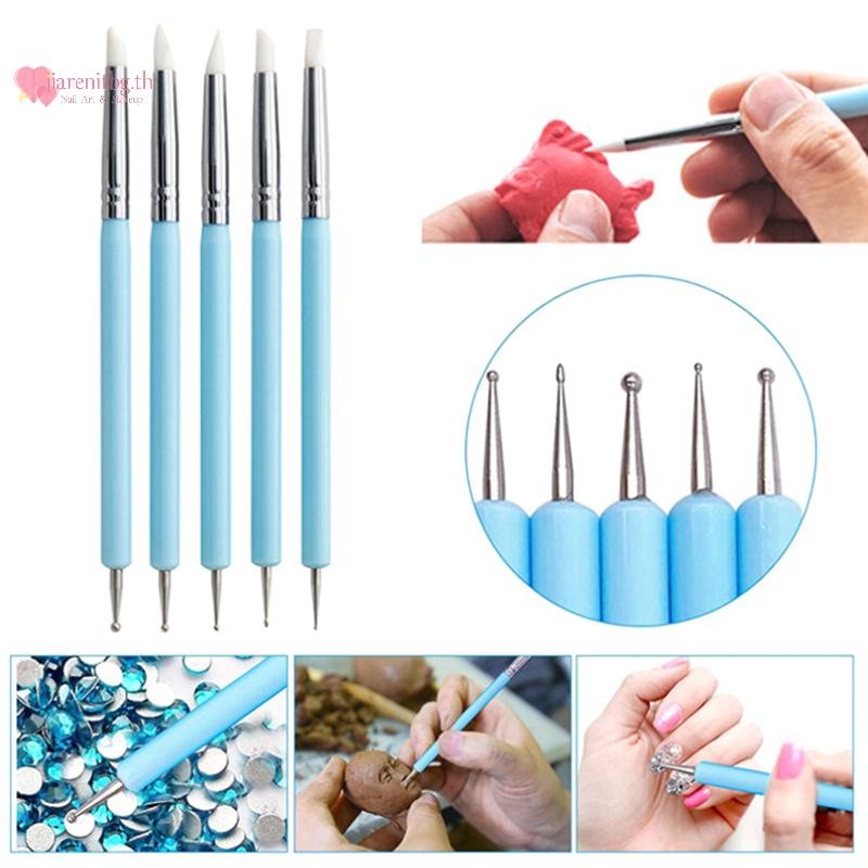 RENBG 5 ชิ้น/เซ็ตซิลิโคน Clay Sculpting เครื่องมือสําหรับแปรงการสร้างแบบจําลอง Dotting เล็บเครื่องปั้นดินเผา Clays เครื่องมือ DIY แกะสลักเซรามิคประติมากรรม TH