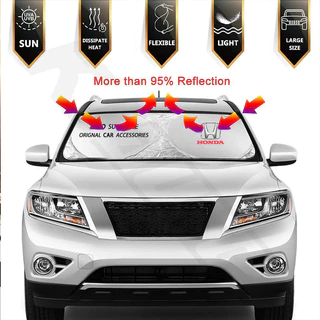 Honda กระจกรถยนต์ด้านหน้า Sun Shade สําหรับ City Civic Fit Jazz HRV BRV CRV WRV Brio Accord ตะกั่ว mobilio Mugen Power ประเภท RS Sun Visor Hunter Protector ด้านหน้า SunShade
