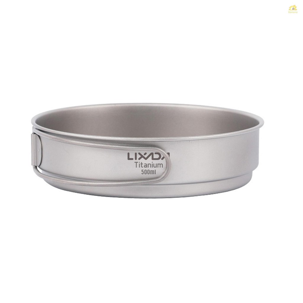 Lixada Ultralight Titanium Frypan Outdoor Camping Hiking Backpacking กระทะทําอาหารพร้อมที่จับพับได้