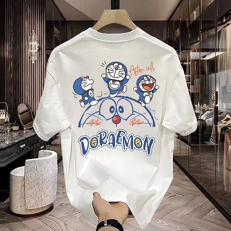 C1 (จัดส่งตลอด 24 ชั่วโมง)Fanfei Blue Fatty Summer การ์ตูนใหม่ Doraemon Fresh เสื้อยืดผู้ชาย – โปรปัง