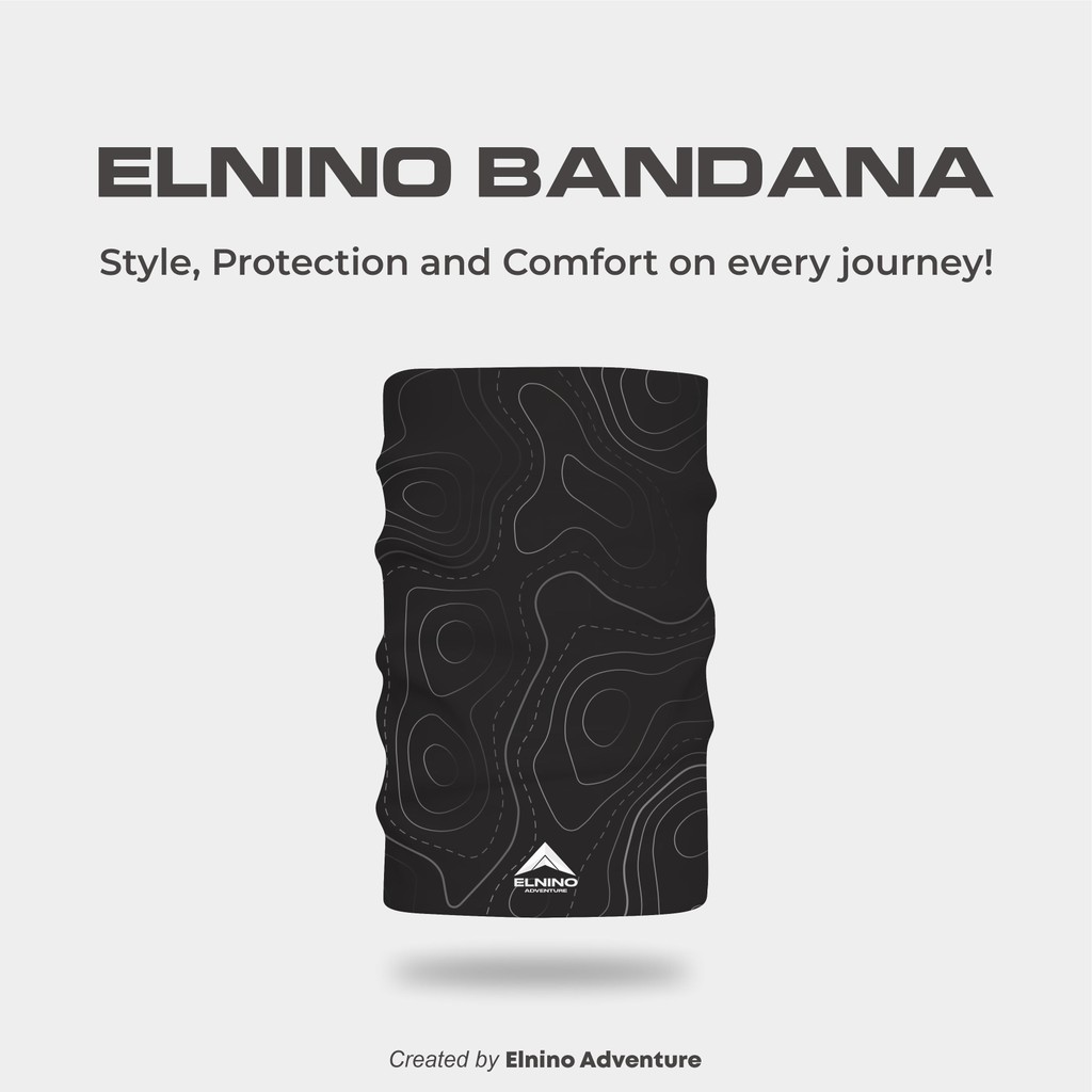Elnino Multipurpose Headwear Mask Bandana UPF 50+ Anti UV Outdoor Neckwear - Earth Topography