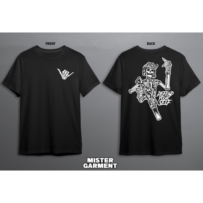 [100% Cotton] 👕เสื้อยืด tactical (DEFEND YOUR SELF) S-5XL