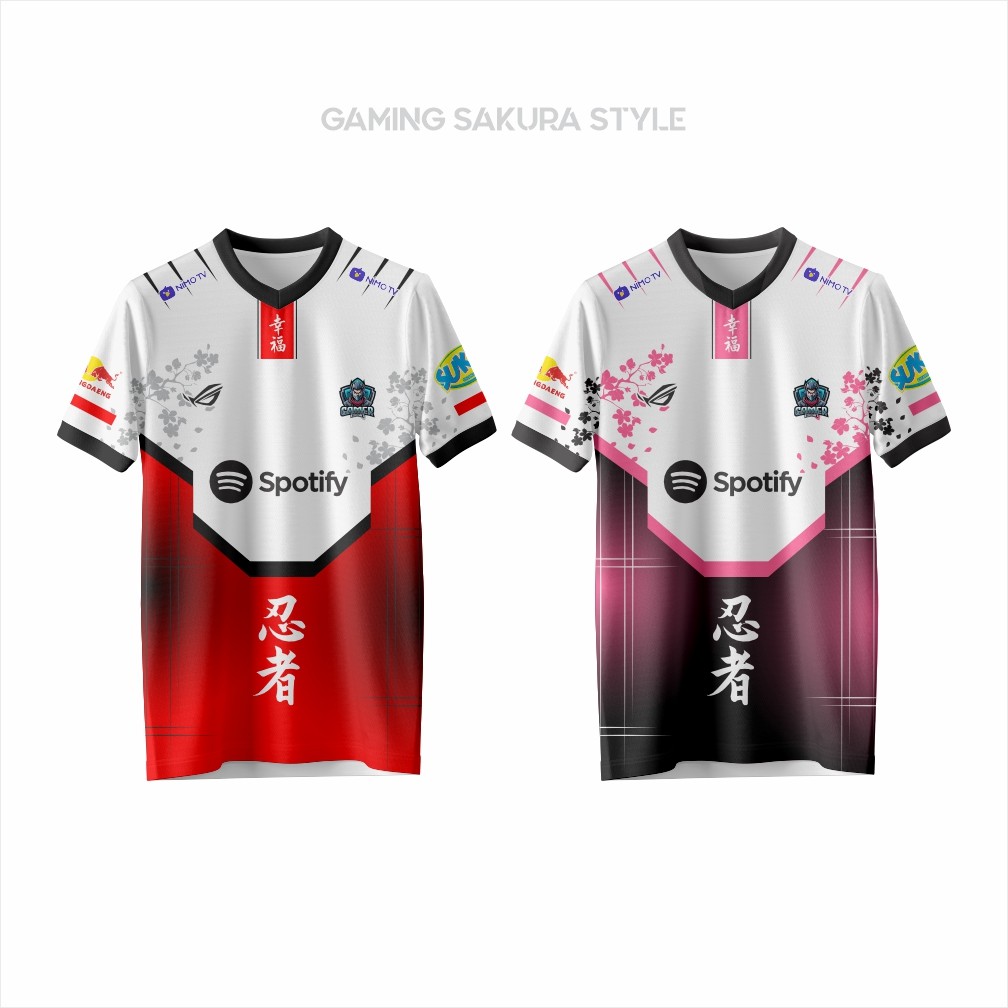 เสื้อสําหรับเล่นเกมสไตล์ซากุระล่าสุด Esport CUSTOM FREE NAME