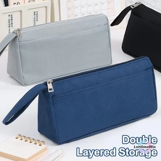 LontimeMio] แฟชั่นแบบพกพา Oxford ดินสอ Simple Double Layer กล่องเครื่องเขียนเด็กกระเป๋าดินสอขนาดใหญ่ความจุกล่องดินสอของขวัญใหม่