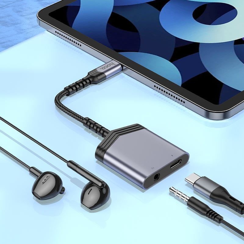 HOCO LS39 USB-C to USB-C+3.5 AUX รองรับการใช้ไมค์ โทร และ หูฟัง