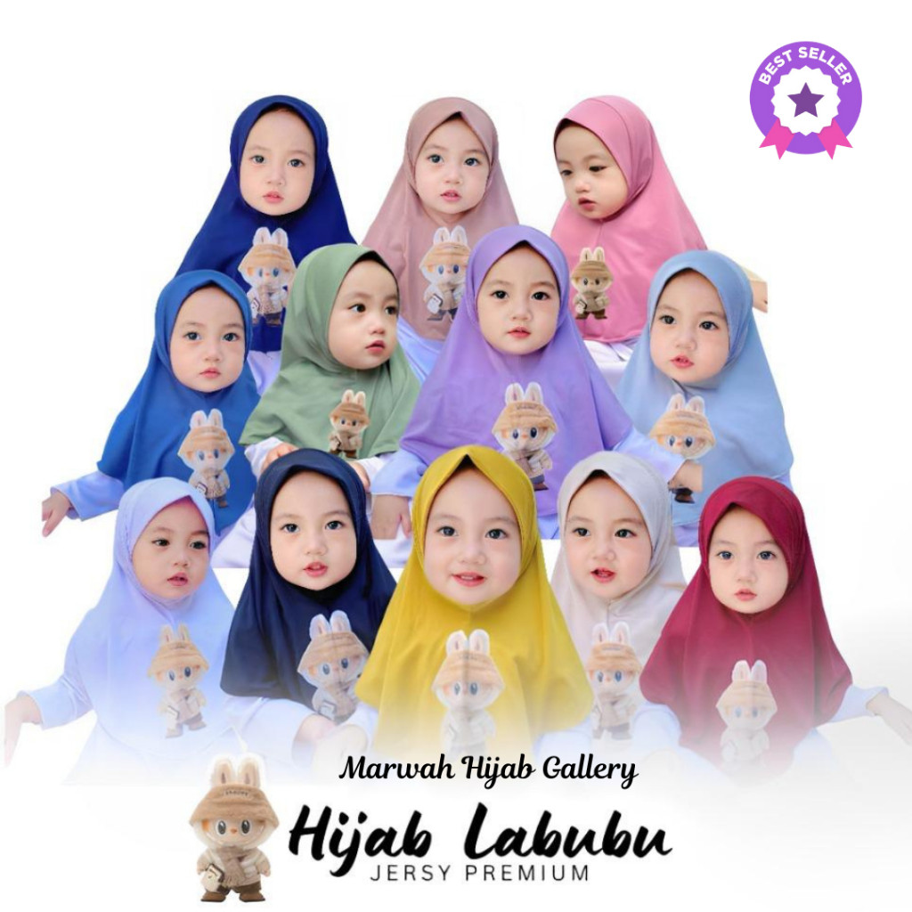 ฮิญาบเด็กมุสลิม, ผ้าคลุมอาบน้ําเด็ก Labubu // Jersay Premium Instant Childrens Bergo 0 Years - 10 Ye
