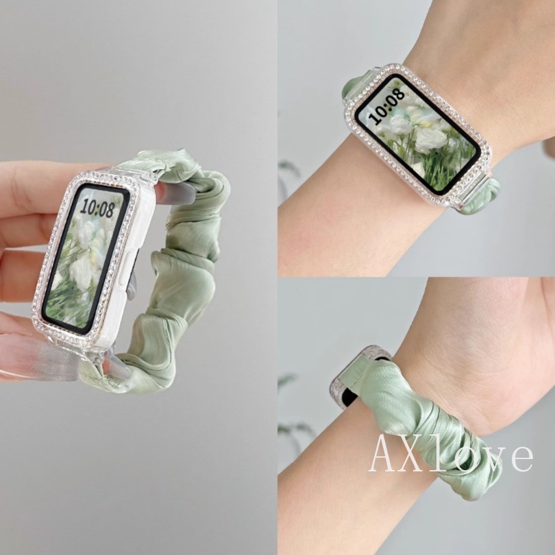 สายรัดนุ่มสําหรับ Huawei Band 11 pro 10 9 8 อุปกรณ์เสริมสายรัด Scrunchie กีฬาสร้อยข้อมือผ้าชีฟองยืดหยุ่น