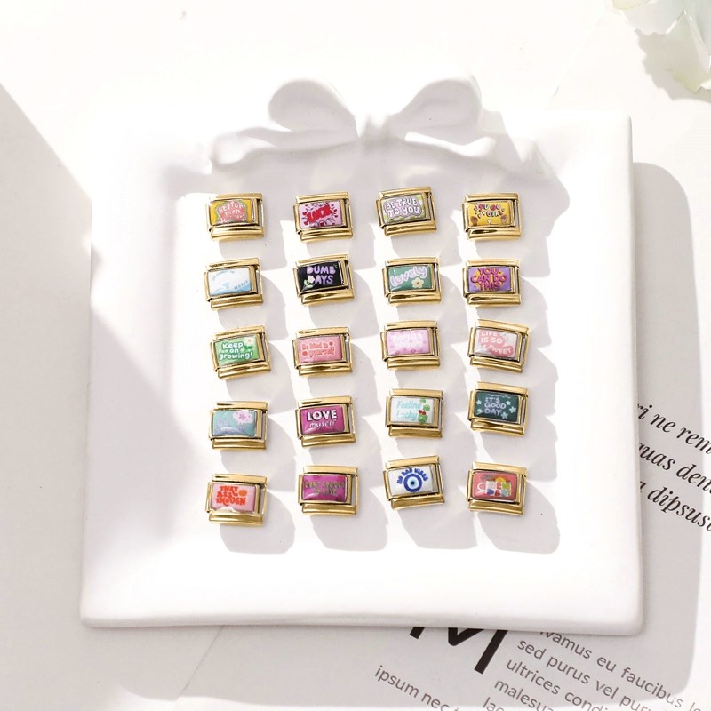 สร้อยข้อมือcharmสีทองอิตาเลียน ขนาด9มม. สแตนเลส DIY เสริมบุคลิกภาพ - รูปที่ 3