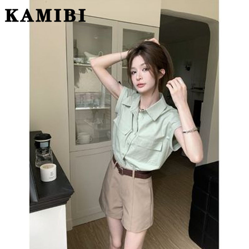 เวอร์ชั่นเกาหลีเสื้ออเนกประสงค์สําหรับผู้หญิงฤดูร้อนสไตล์มิ้นท์ Mambo เสื้อแขนสั้นฤดูร้อนบาง20250825