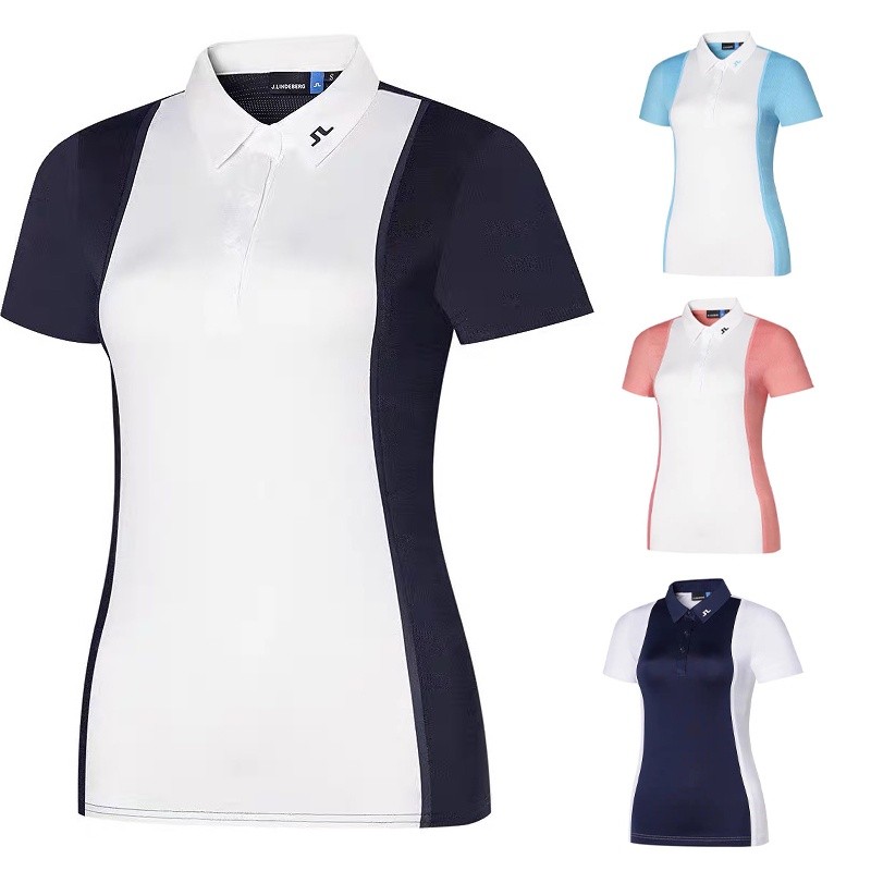 [J.LINDEBERG] เสื้อกอล์ฟสำหรับผู้หญิง สไตล์ slim-fit ระบายอากาศดี แห้งไว เหมาะสำหรับการเล่นกีฬากลางแจ้งและแฟชั่น