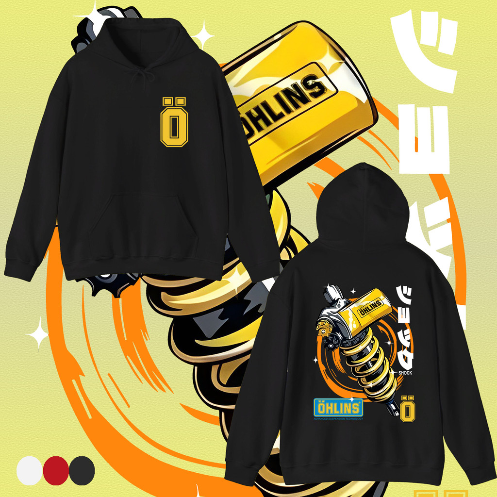 ohlins เสื้อฮู้ด OHLINS | Hoodie ผ้าฝ้าย 100% Hoodie ใหม่ Ohlins Shockbreaker Racing เสื ้ อยืด Herex รถจักรยานยนต ์ Dis