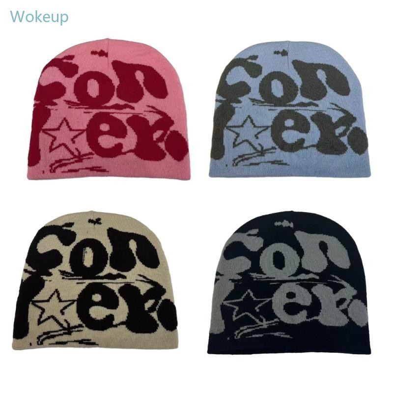 Wake Hip-hop Beanieสําหรับผู้ชายUnisex Beanie Jacquardหมวกหมวกอบอุ่นหมวกกะโหลกศีรษะ