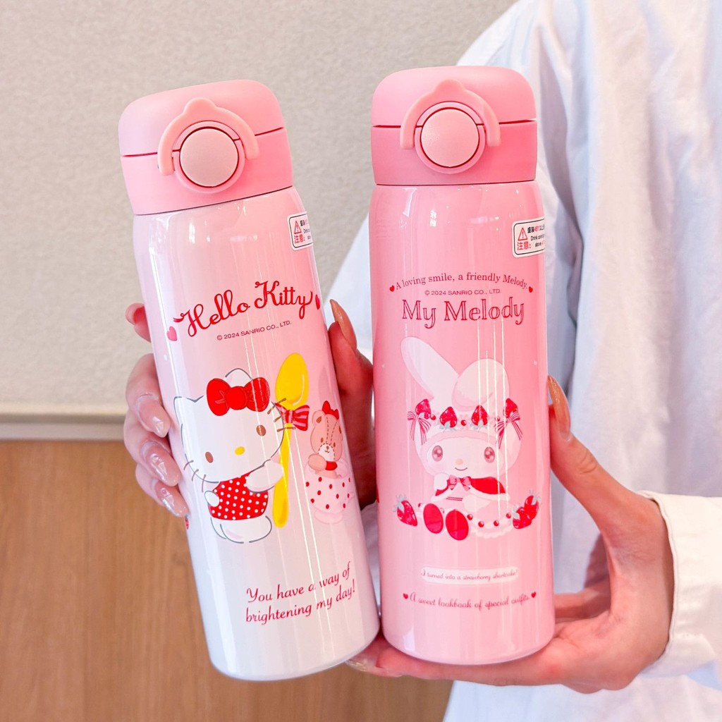 【ในการจัดส่ง】 Sanrio Kids กระติกน้ำร้อนแก้วเก็บความเย็นขวดน้ำนักเรียนโรงเรียนดื่มโดยตรง Kuromi Cinna