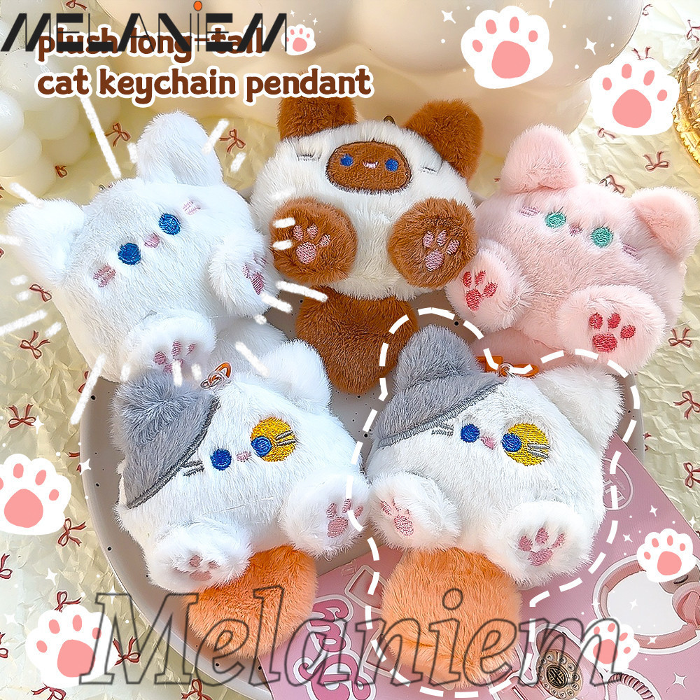 พวงกุญแจ- พวงกุญแจตุ๊กตาแมวหางยาวน่ารัก-จี้แมวการ์ตูนตุ๊กตา-ของขวัญเสน่ห์ตลก-คู่พวงกุญแจ-พวงกุญแจอุปกรณ์เสริม-สําหรับรถยนต์ตกแต่งกระเป๋าเป้