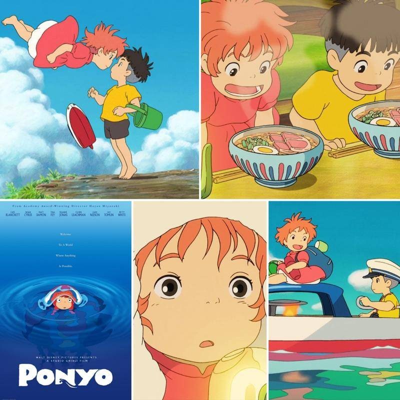 โปสเตอร์ตัวละครภาพยนตร์ Ponyo A3 & A4 ขนาดพร้อมการพิมพ์ผ้าใบ